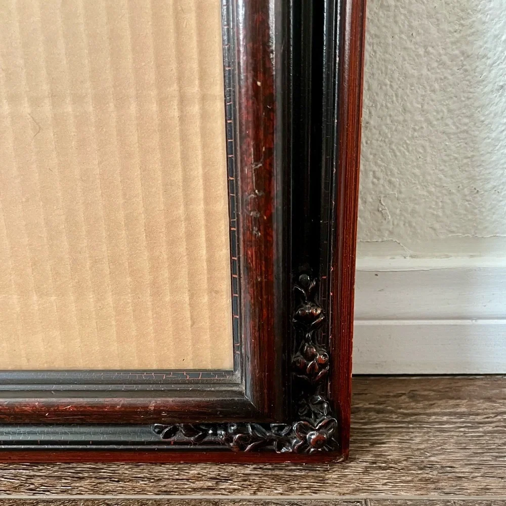 Vintage-Style Wood Picture Frame in Dark Cherry and Black 11/13 Inch